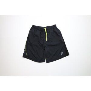 Vintage Y2K Asics Mens Size Large Reflective Lined Running Jogging Shorts Black